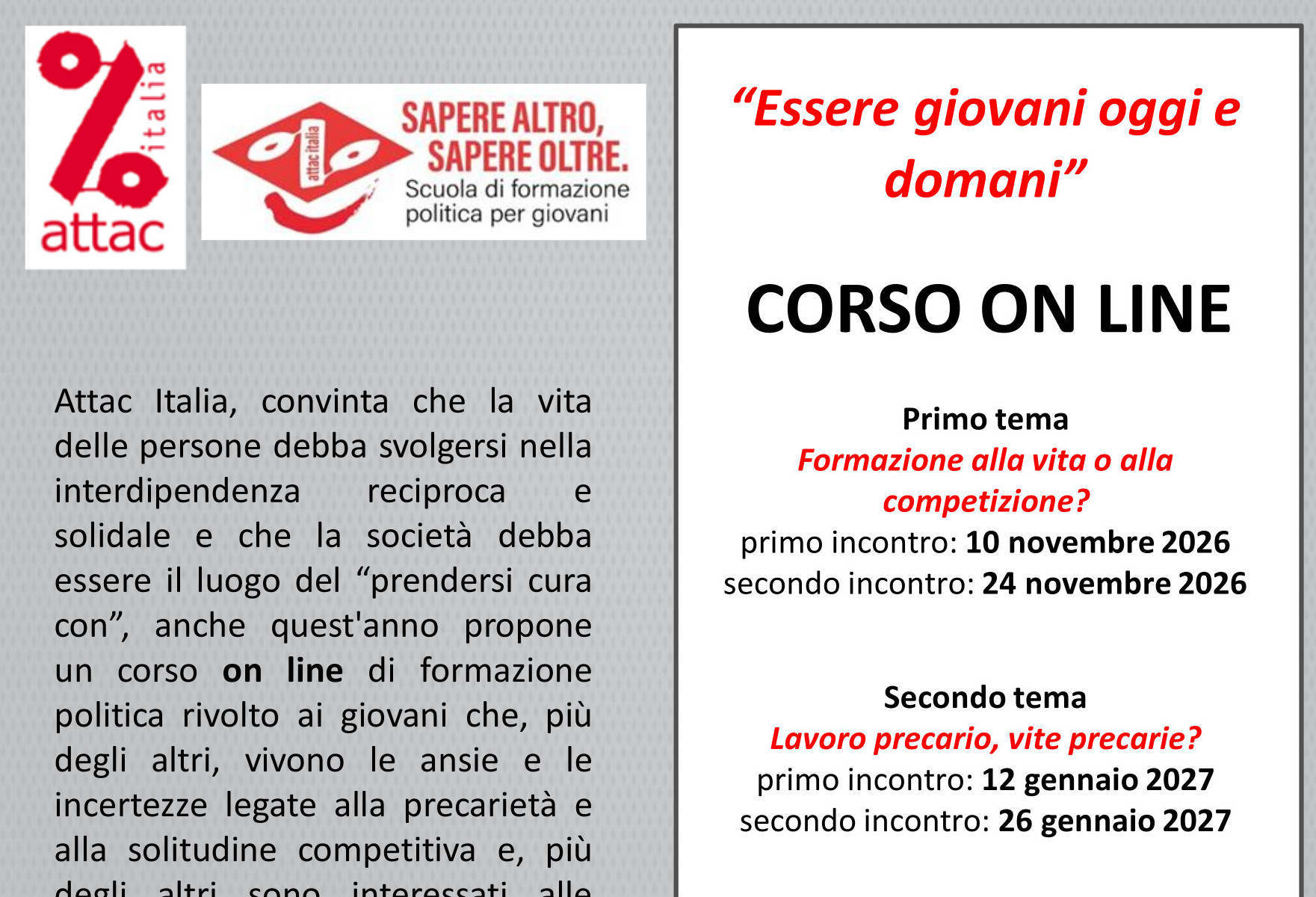 Essere giovani oggi e domani