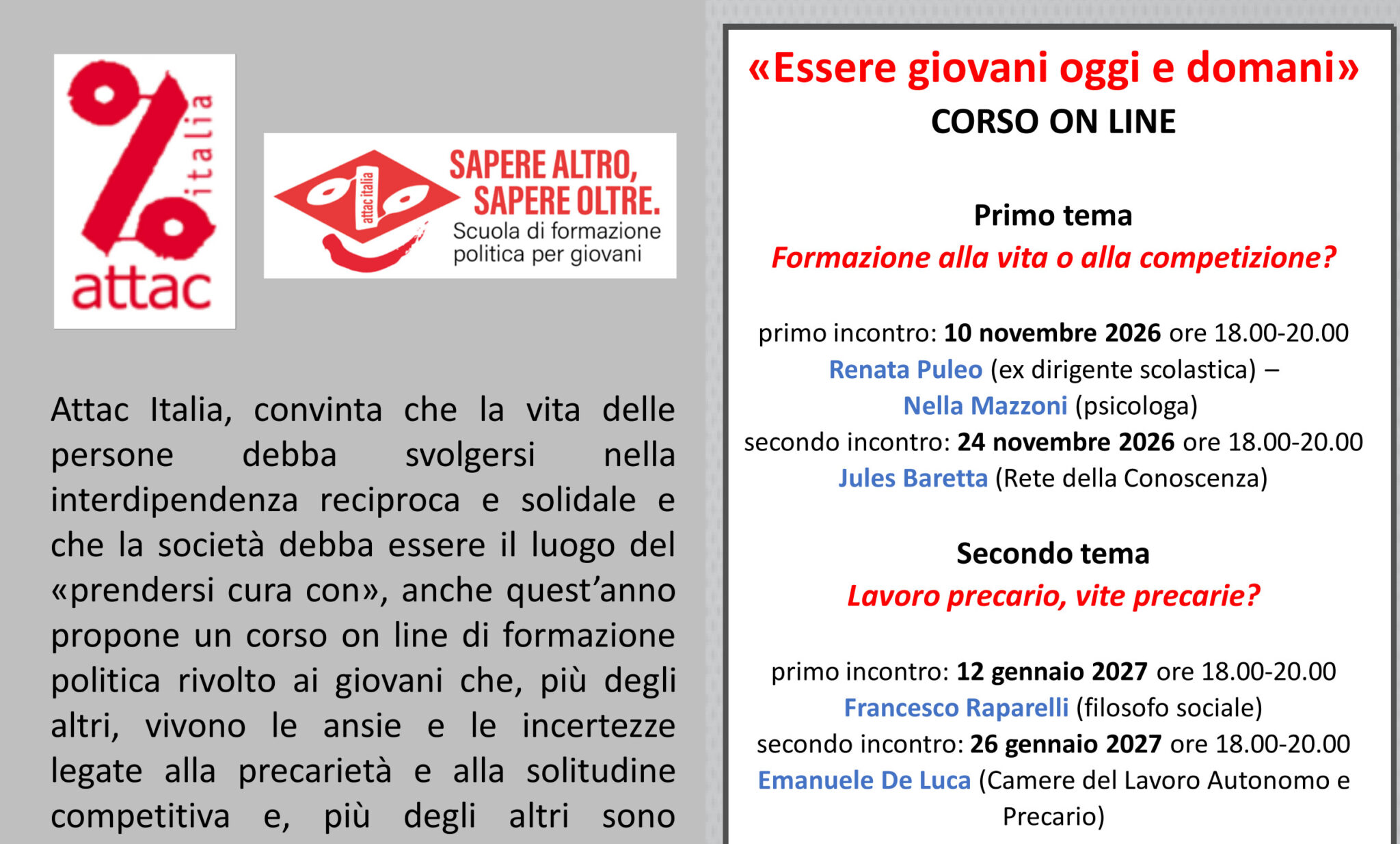 Essere giovani oggi e domani